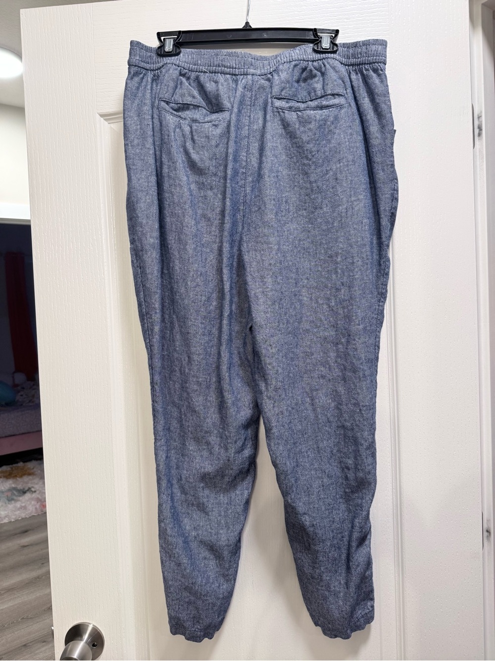 Old Navy Heathered Navy Elastic Waist Linen Chinos - Picture 3 of 10